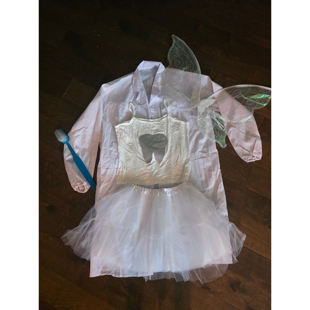 NWT Toothfairy Costume w/ labcoat, tutu, tank, wings& toothbrush sz 4XL